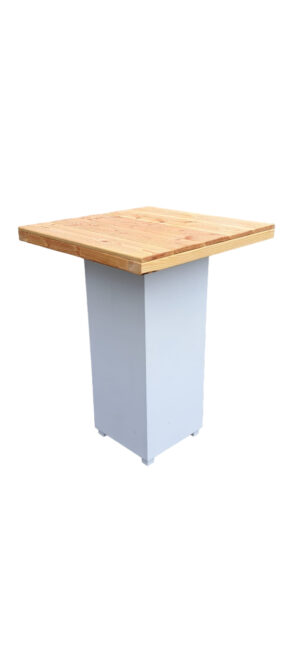 Wit essen blad/Douglas zuil statafel. Blad 80 x 80 cm